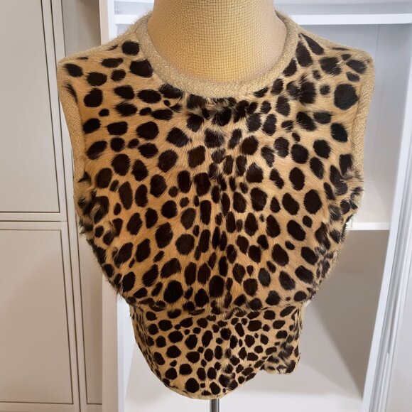 Vintage Genuine Ocelot Fur Collared Jacket with Matching Fur Top - Picture 11 of 16